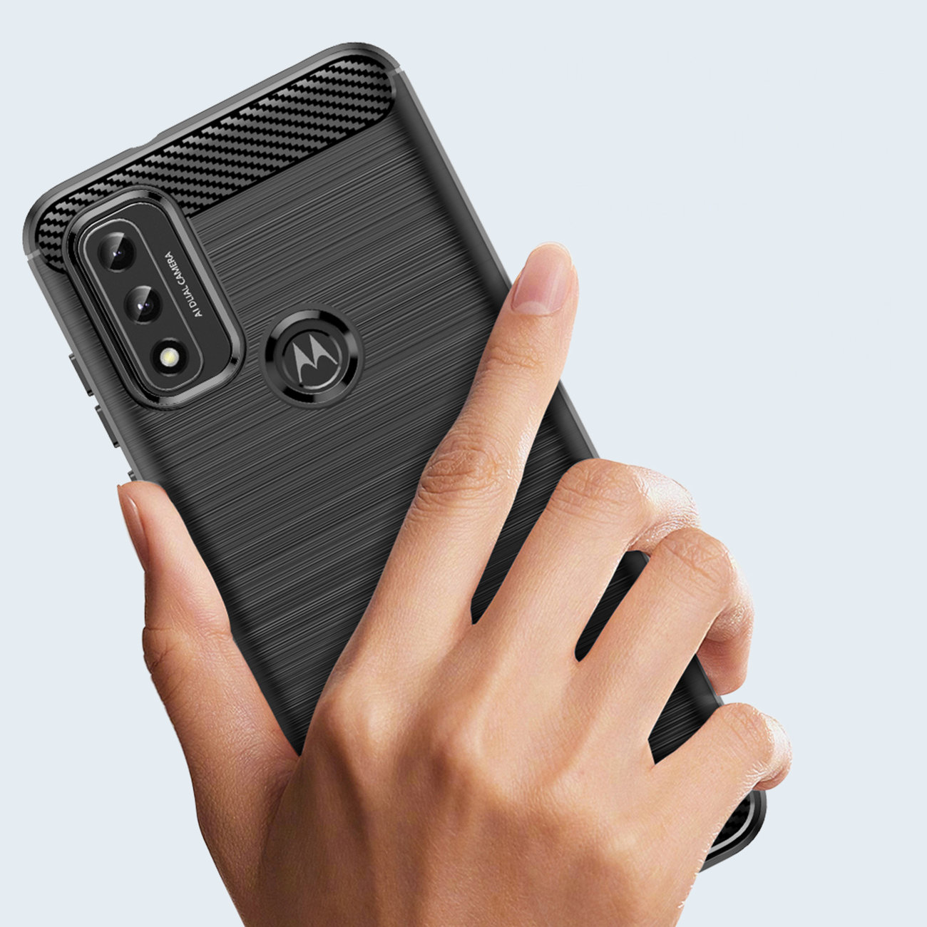 Funda Carbon Shield TPU para Motorola Moto G Play 2023 - negro
