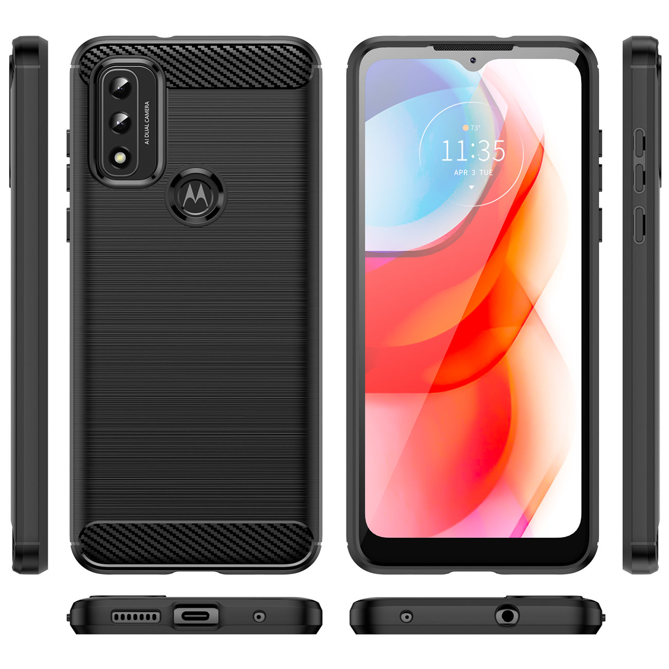 Funda Carbon Shield TPU para Motorola Moto G Play 2023 - negro