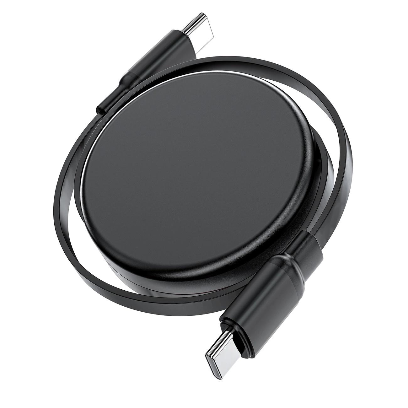 Cable retráctil USB-C a USB-C - 60 W - 0,8 m - Negro