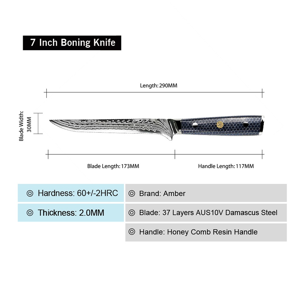 Cuchillo de cocina damasco YU-37420 - Slaughter / azul