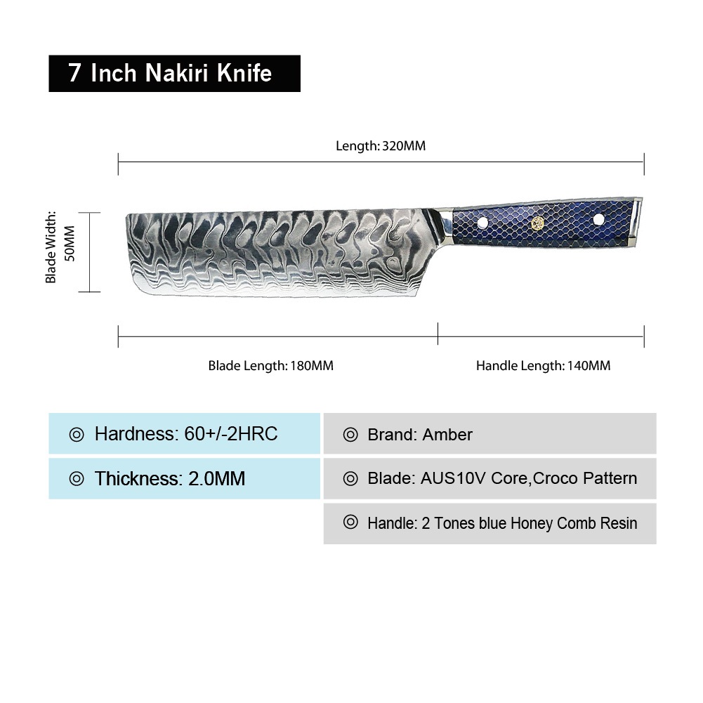 Cuchillo de cocina damasco YU-37420 - Slaughter / azul