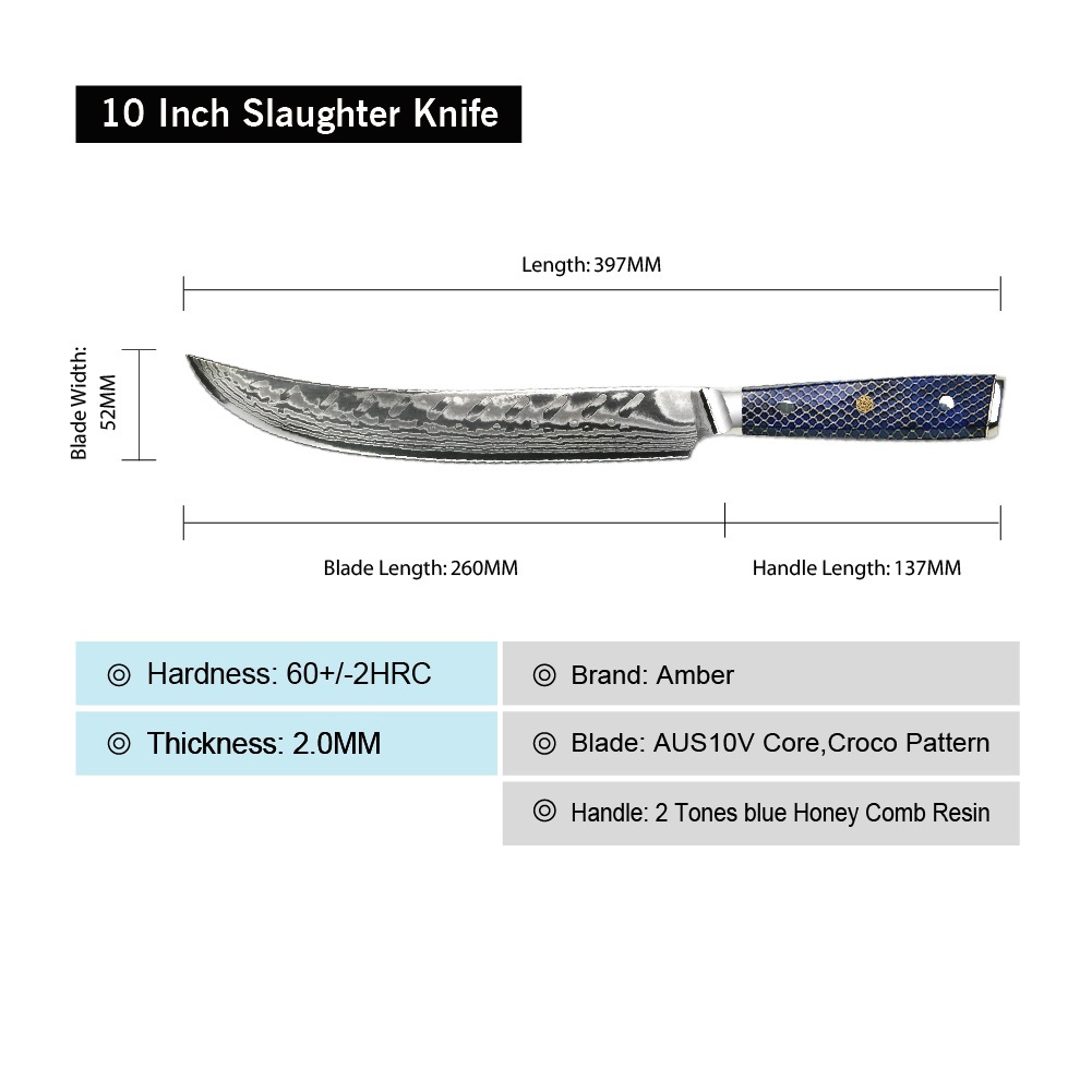 Cuchillo de cocina damasco YU-37420 - Slaughter / azul