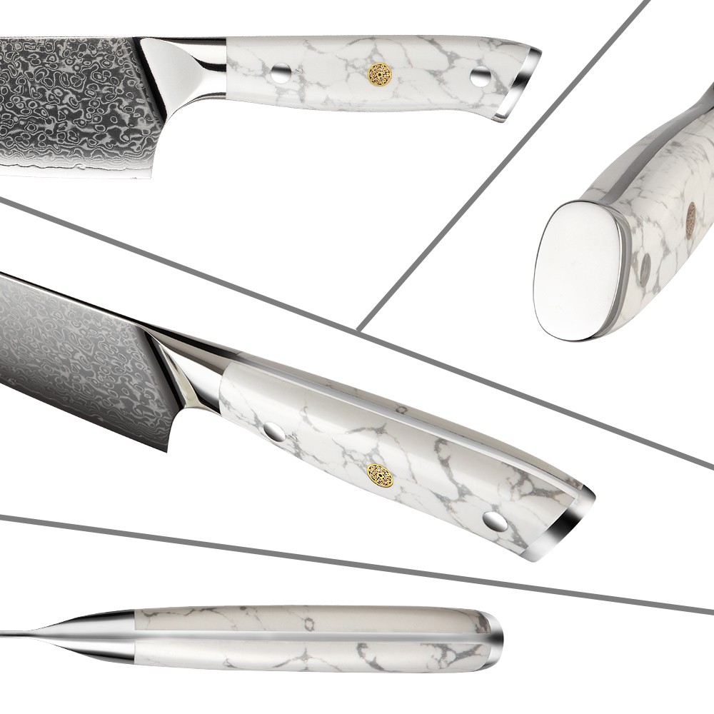 Cuchillo de cocina damasco YU-37534 - Steak / Blanco