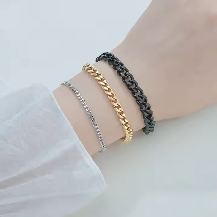 Pulsera KR-34795 - Negro / 18cm / 9mm