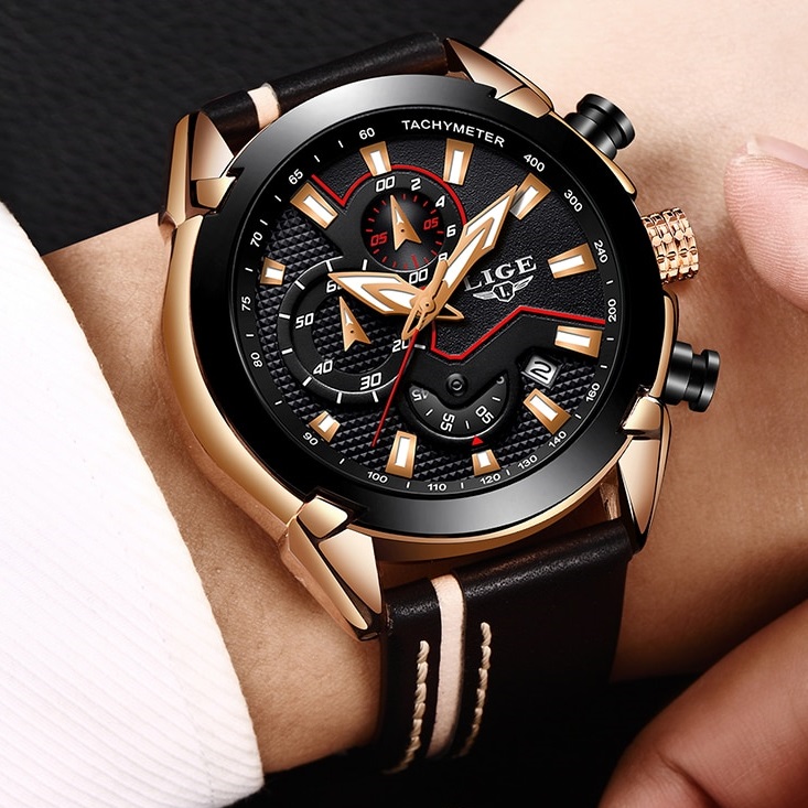 Reloj LIGE-Negro/Dorado