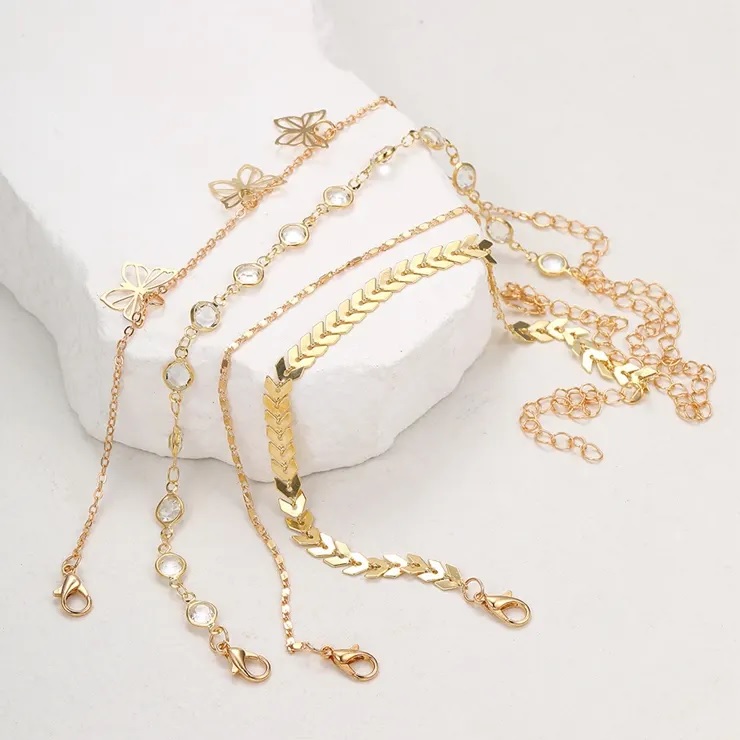 Set de brazaletes para tobillo YA-27301 - Oro