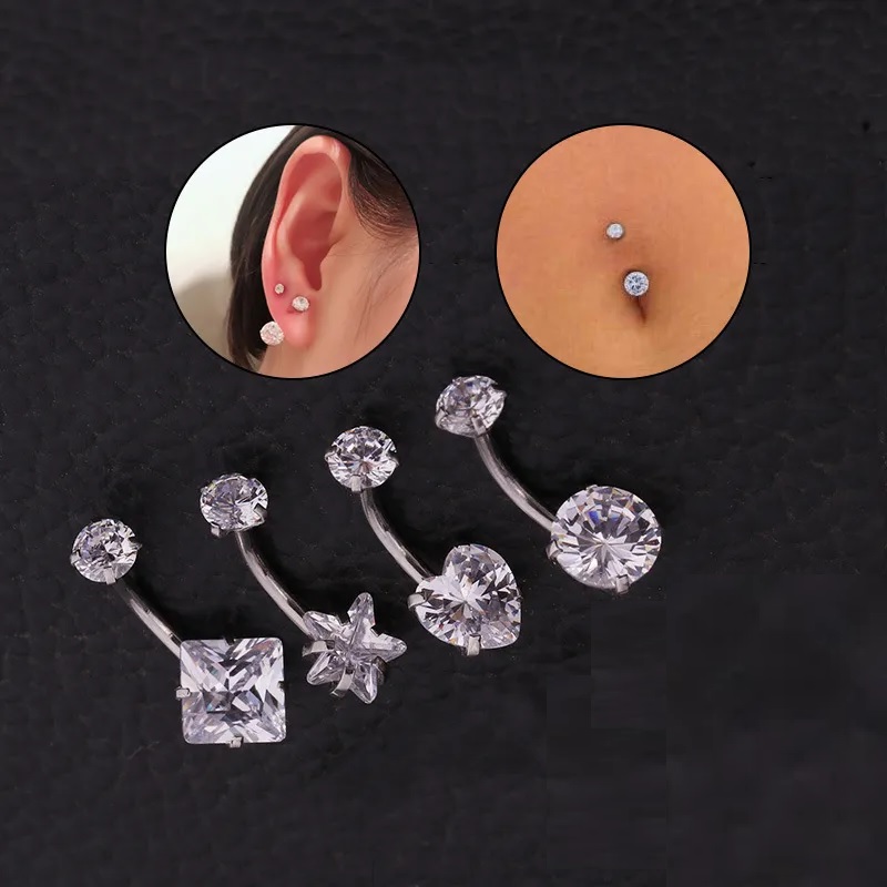 Pendiente de piercing LI-23610 - Plateado / Corazón