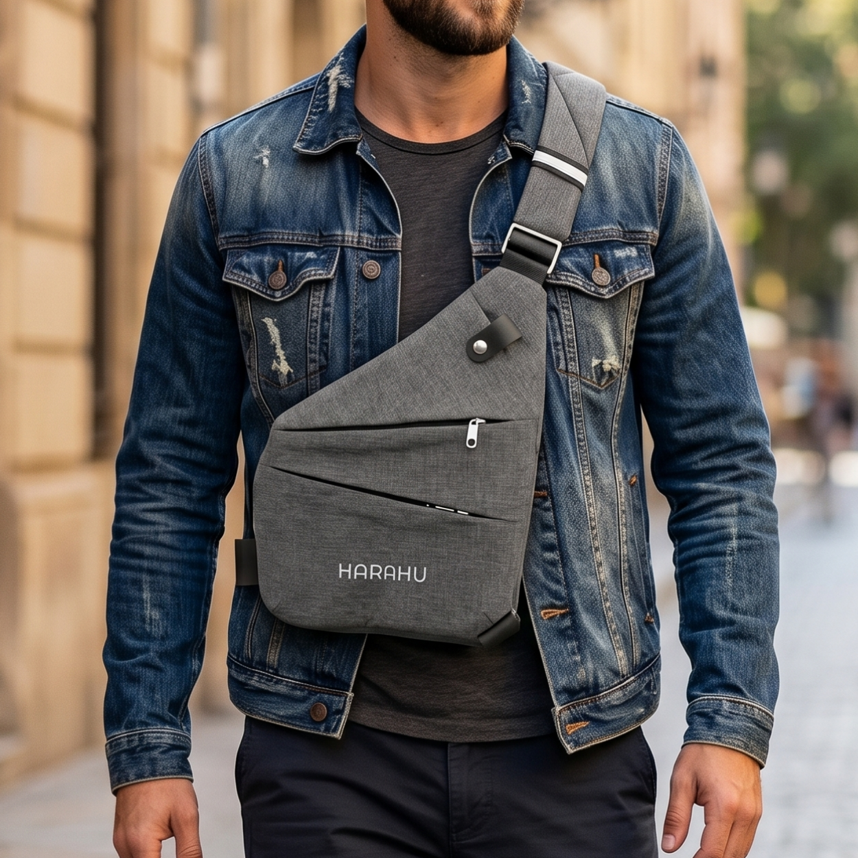 Bolso Cruzado de Hombre HARAHU Instinct - Gris