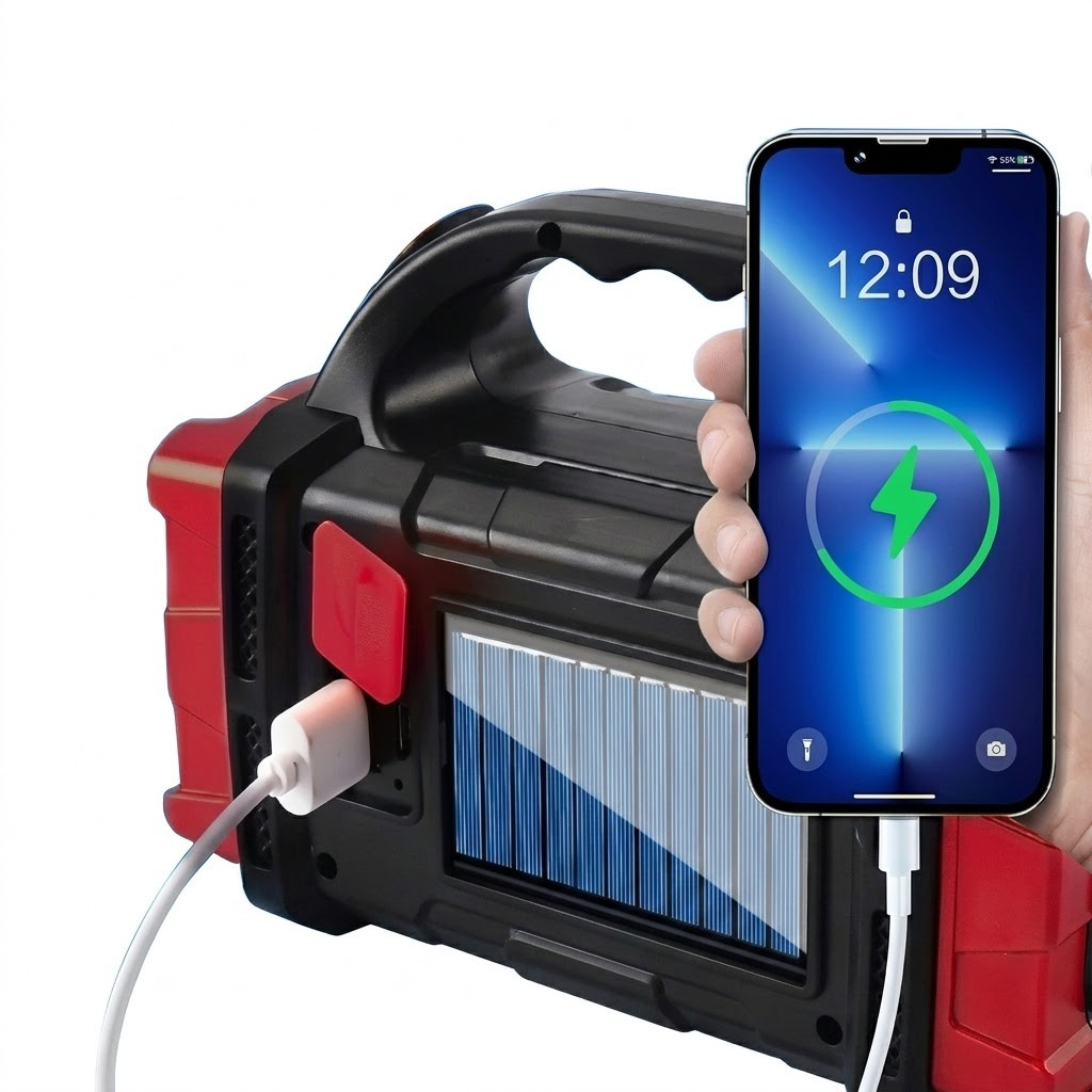 Linterna LED Solar de Camping con Power Bank SR - 40475 - Dorado / Negro