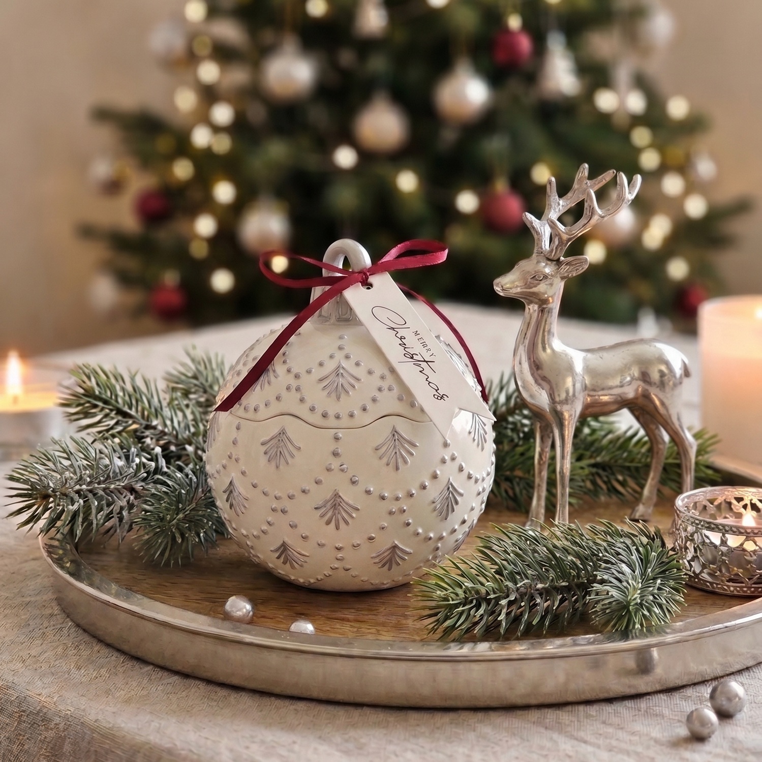 Vela Christmas Bauble Enchanted MINI - Blanca / Dorada / Magia Invernal