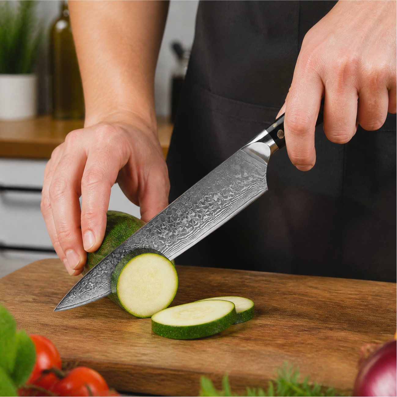 Cuchillo de cocina de damasco KX-42116 - Butcher / Negro