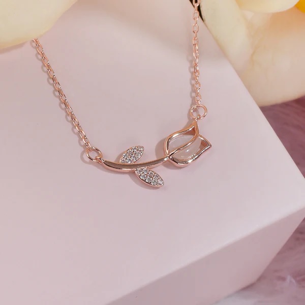 Collar Rose Flower - Dorado