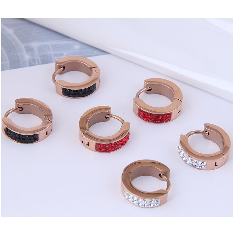 Pendientes ZA-21028 - Oro rosa / Rojo