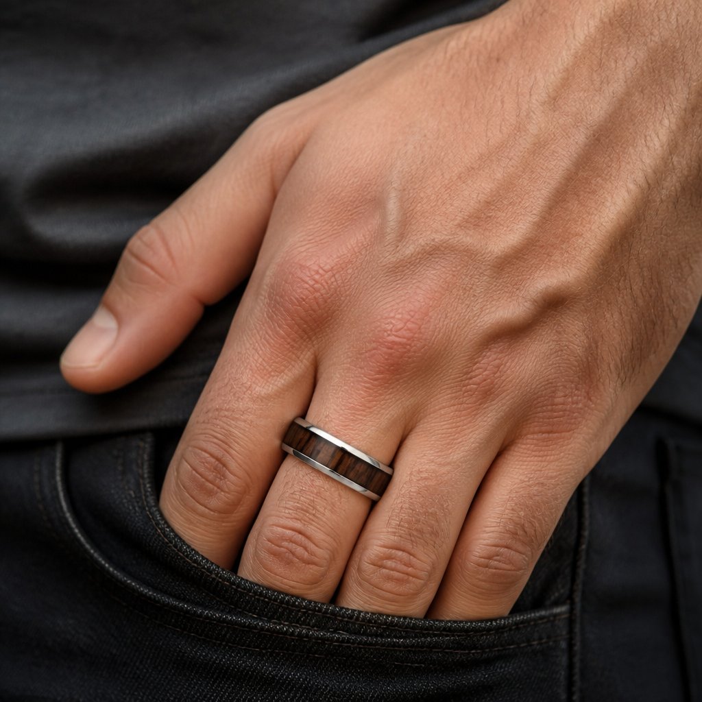 Anillo WO-17176 - Plateado / Marrón oscuro / 59mm