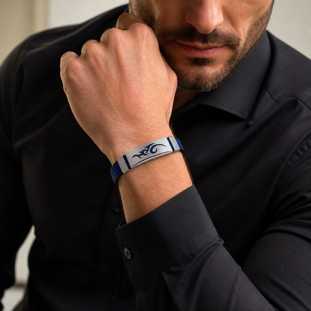 Pulsera masculina TI-33195 - Negra / Azul
