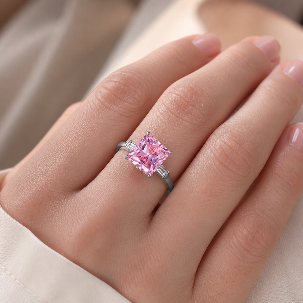Anillo DI-35648 - Plateado / Rosa / 62mm