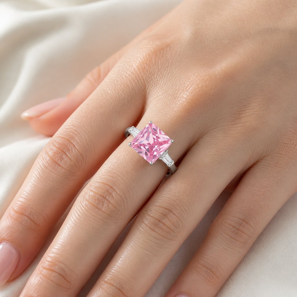 Anillo DI-35652 - Plateado / Rosa / 49mm