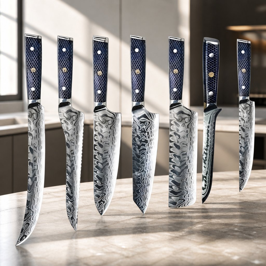 Juego de cuchillos de cocina damasco YU-37421 – Azul