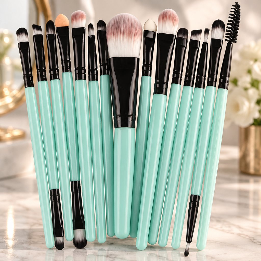 Brochas de maquillaje LO-4508 - Turquesa / Negro